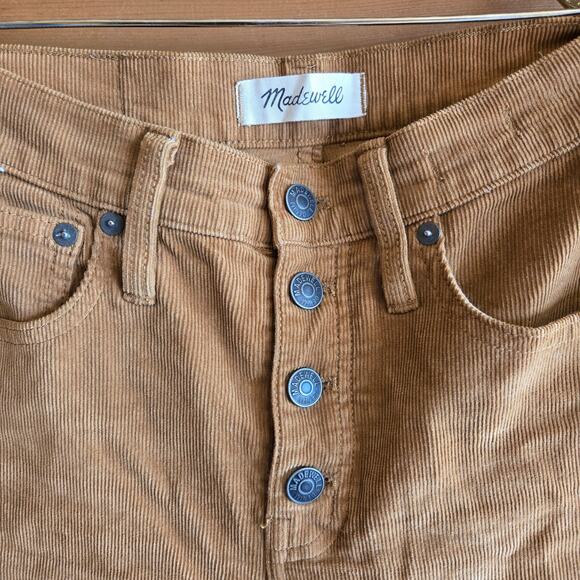 Madewell Corduroy Cali Demi-Boot Jean 25 Crop Flare Pant Raw Hem Brown Fall - Picture 3 of 6